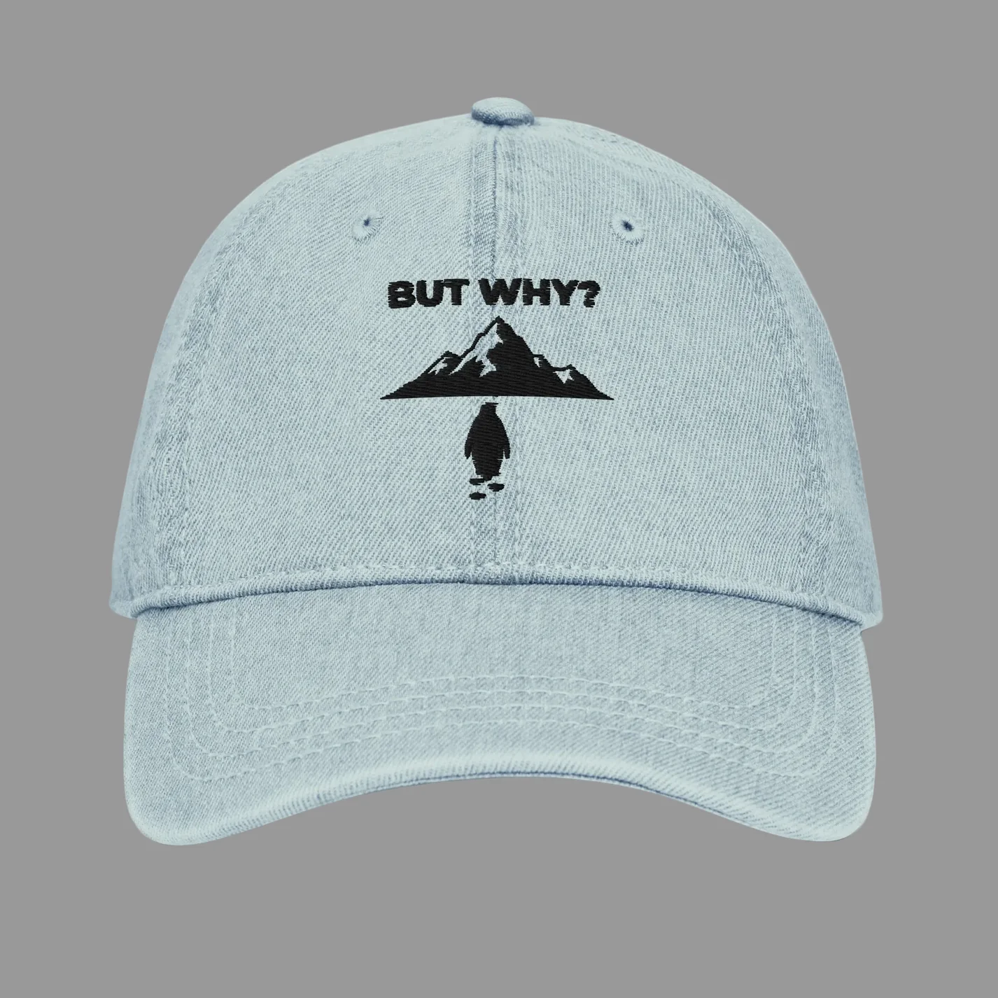 Casquette en jean brodée pingouin nihiliste