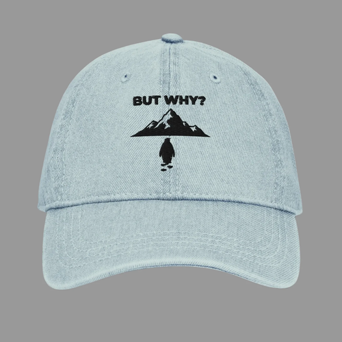 Casquette en jean brodée pingouin nihiliste