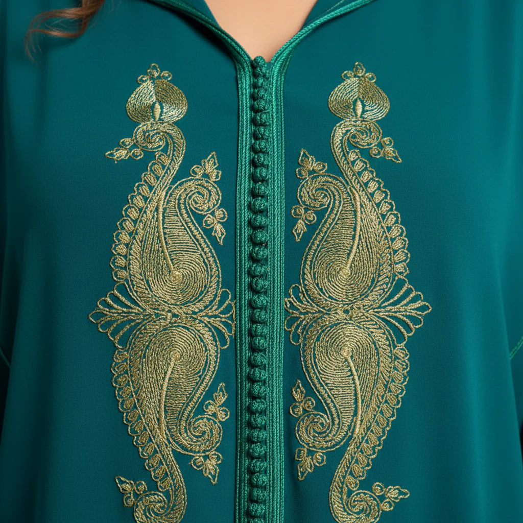 Jellaba Mlifa Turquoise Brodée