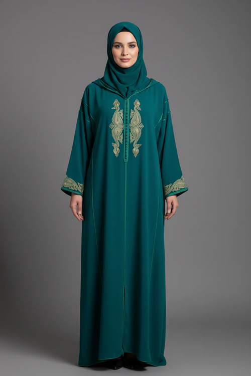 Jellaba Mlifa Turquoise Brodée